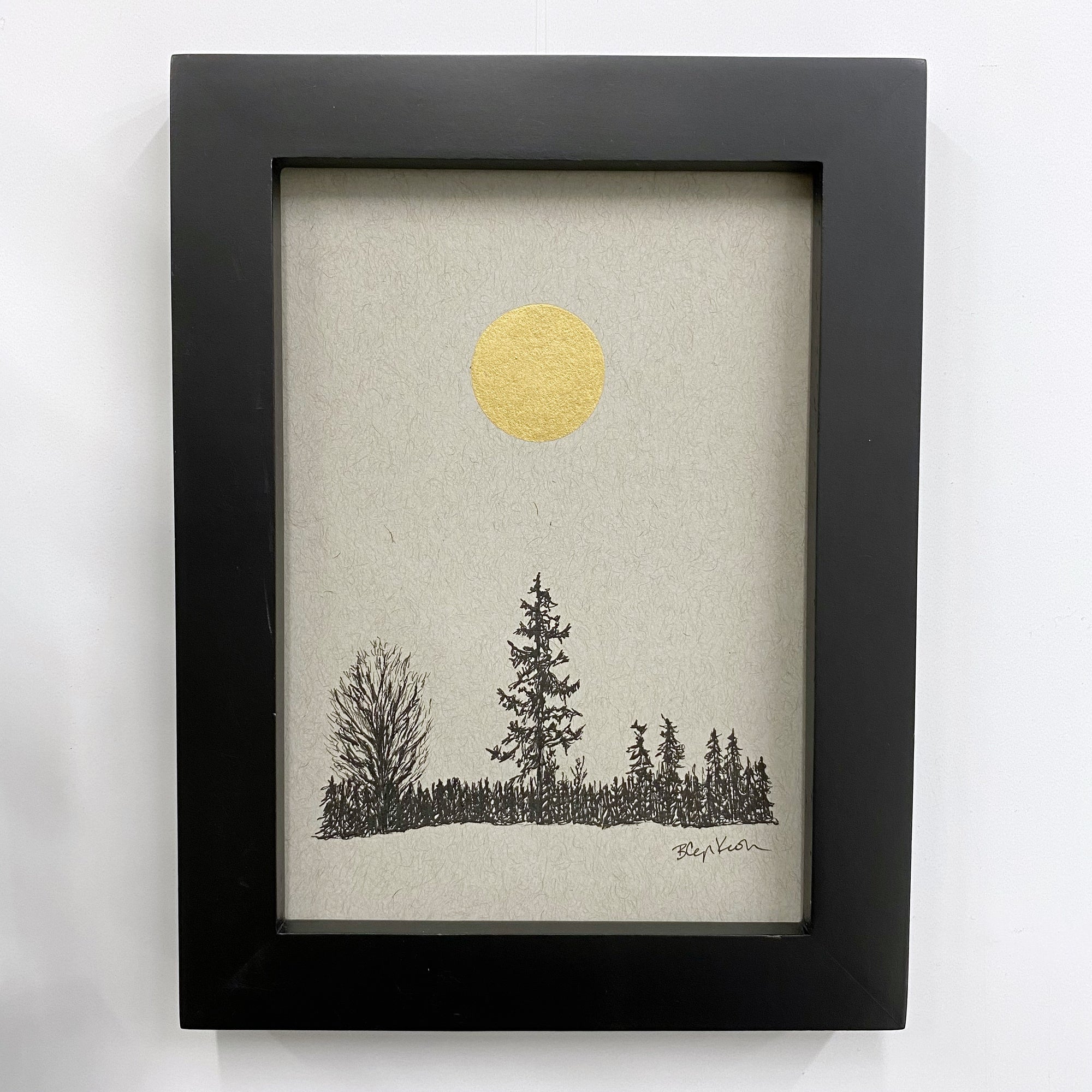 Winter Evening Full Moon - Grey and Gold Collection 