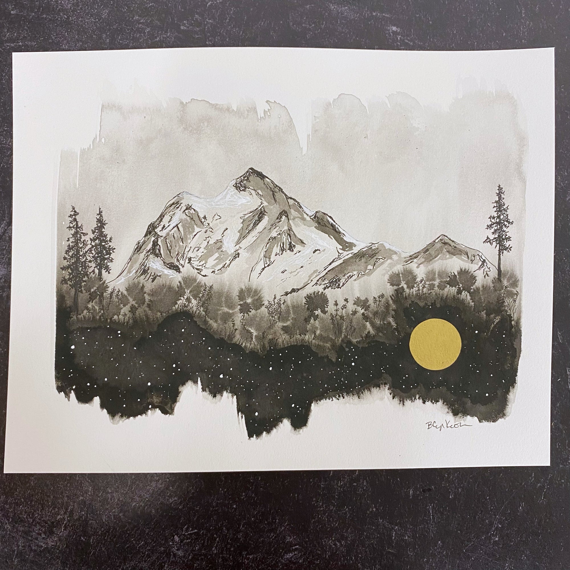 Beauty in the Upside Down 10 - Mountain Wildflowers- Original Drawing - 8.5&quot; x 11&quot;