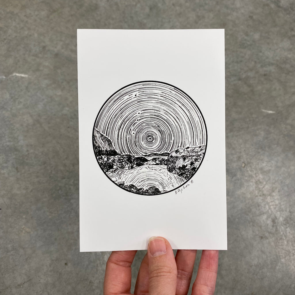 Cancer Constellation Star Trail Drawing #2 - Pen and Ink Drawing Print