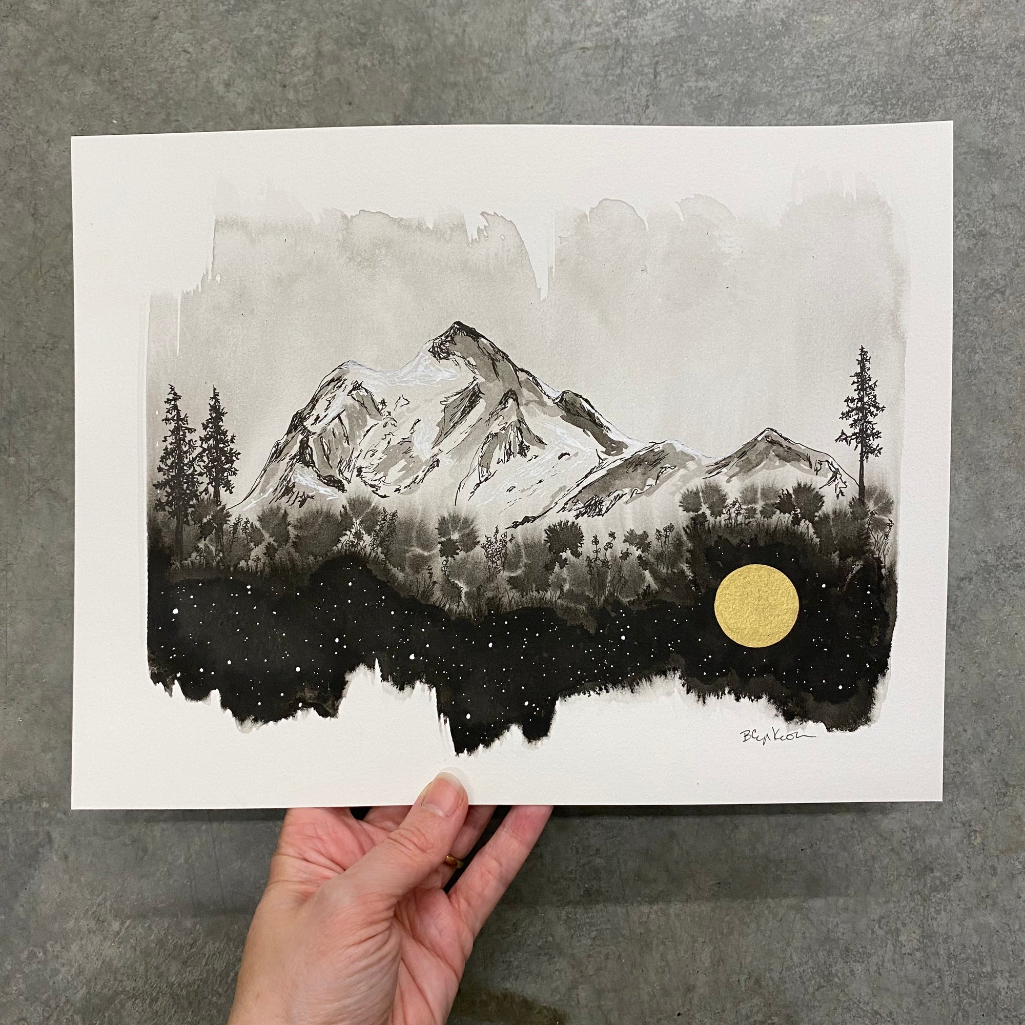 Beauty in the Upside Down 10 - Mountain Wildflowers- Original Drawing - 8.5&quot; x 11&quot;