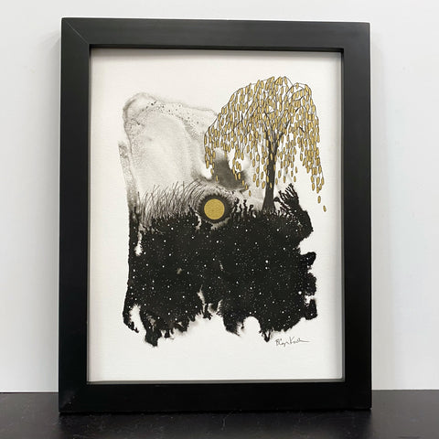 Beauty in the Upside Down 46 - Golden Willow Breeze - Original Drawing - 8.5”x11”