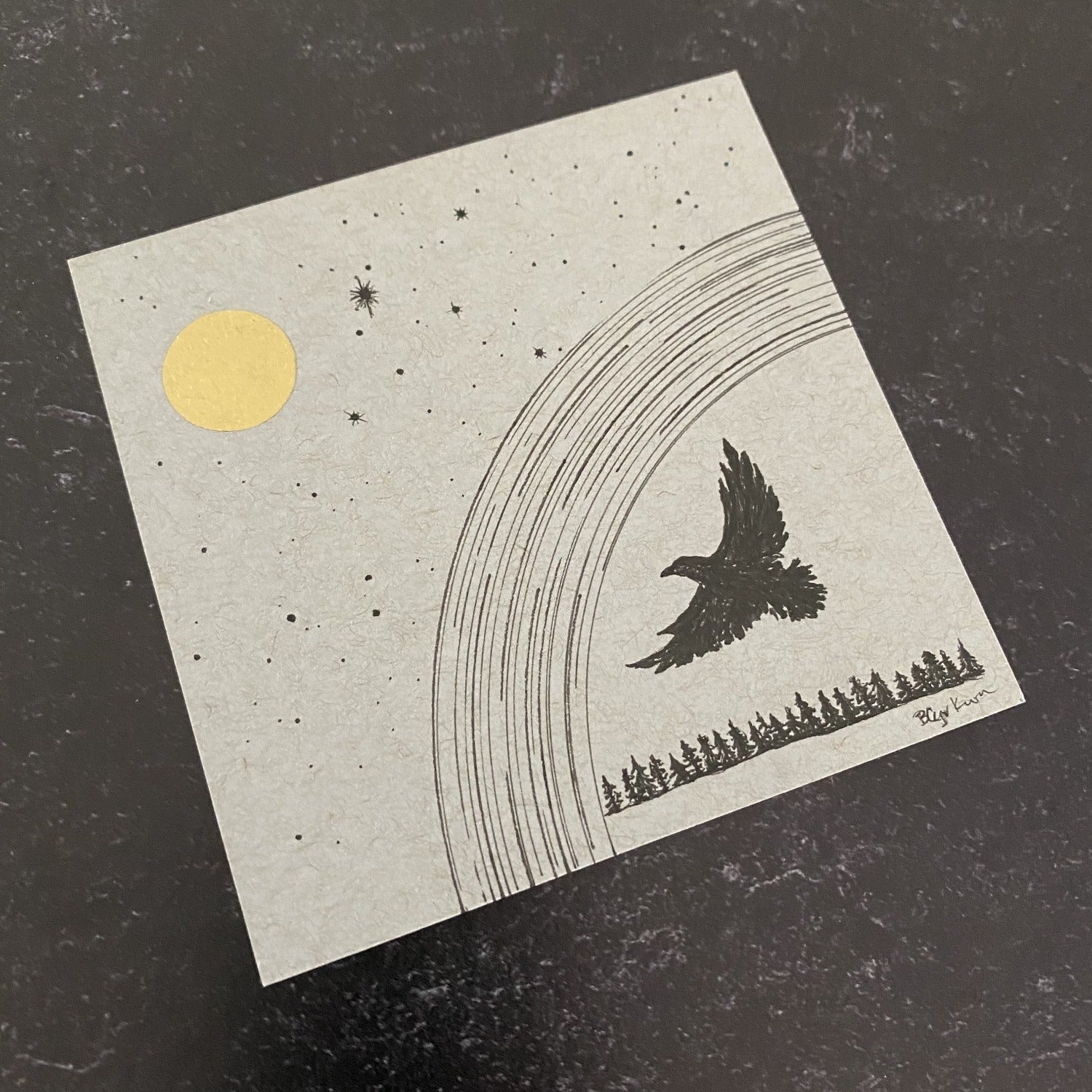 Eagle Silhouette with Aquila (Eagle) Constellation - Grey and Gold Collection 