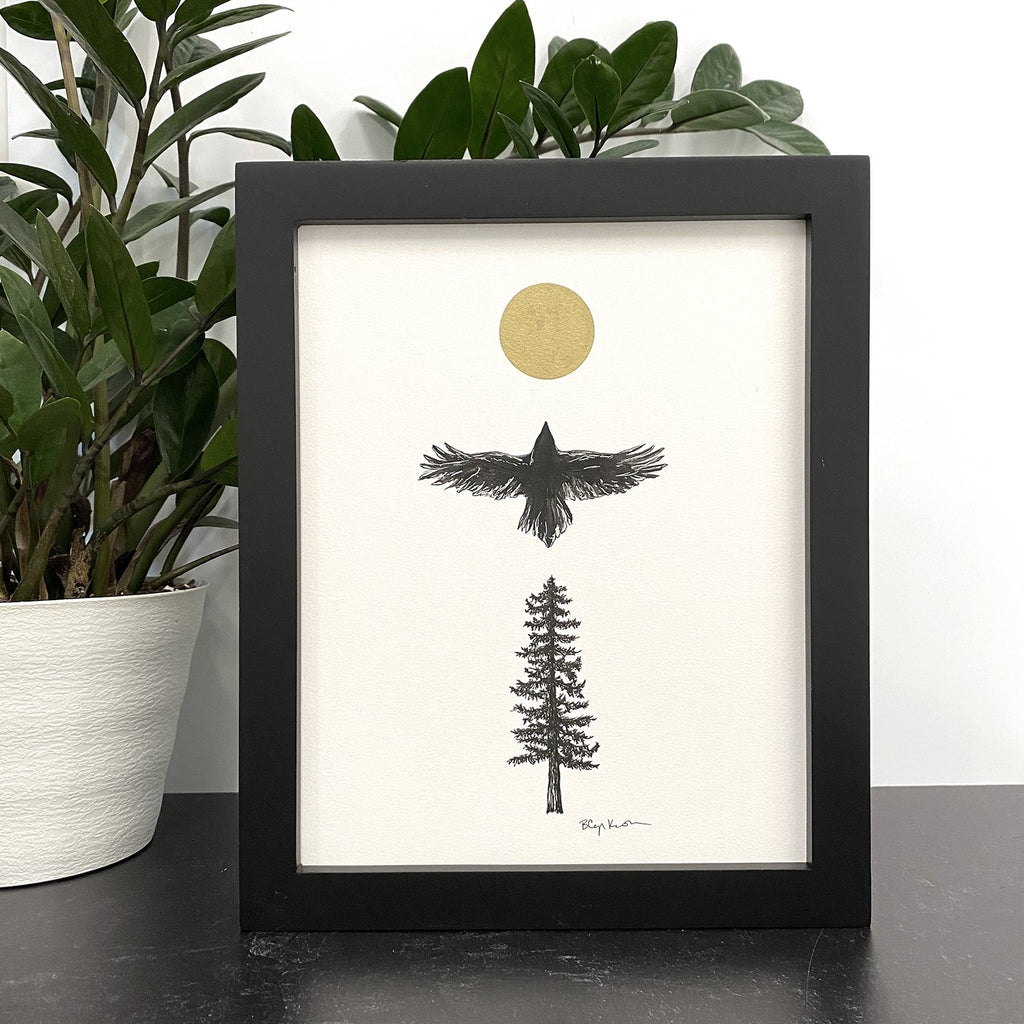 Raven - Art Print - Inktober 2021 - Day 5 - hand embellished