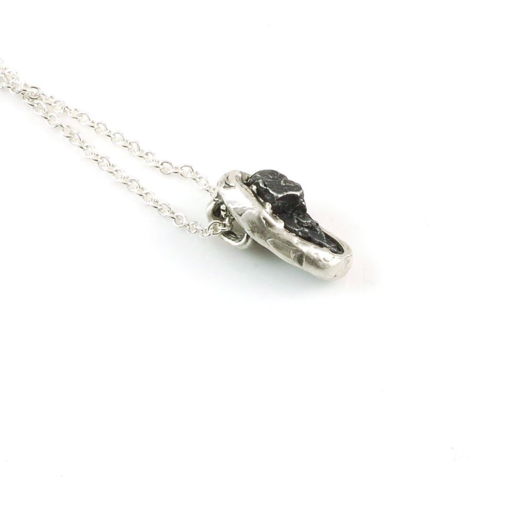 Long Meteorite Pendant in Sterling Silver - Ready to Ship - Beth Cyr Handmade Jewelry