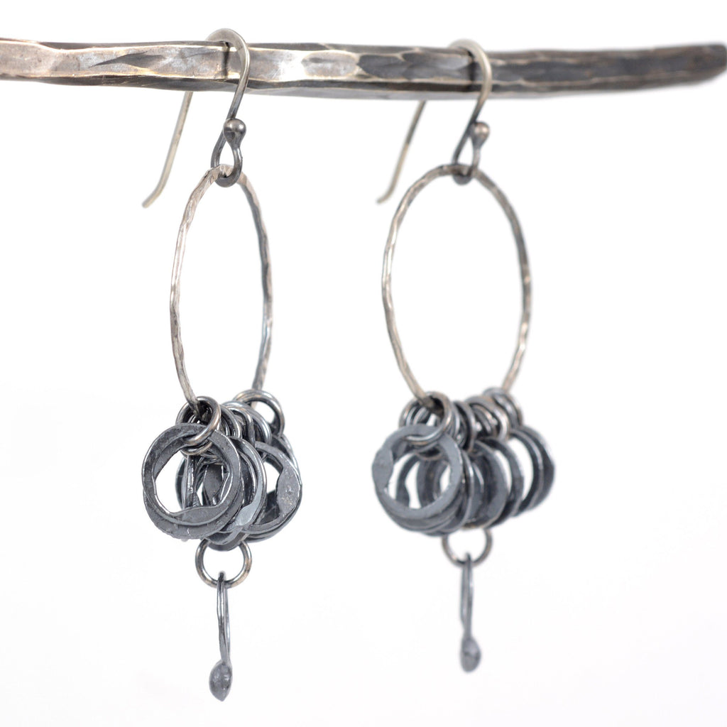 Circle Earrings in Sterling Silver with Patina #34 - Ready to ship - Beth Cyr Handmade Jewelry