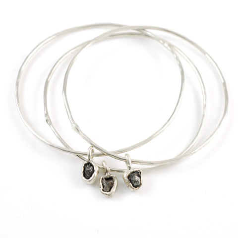 Asteroid Belt Meteorite Bangles - Set of 3 Size Medium - Ready to Ship - Beth Cyr Handmade Jewelry