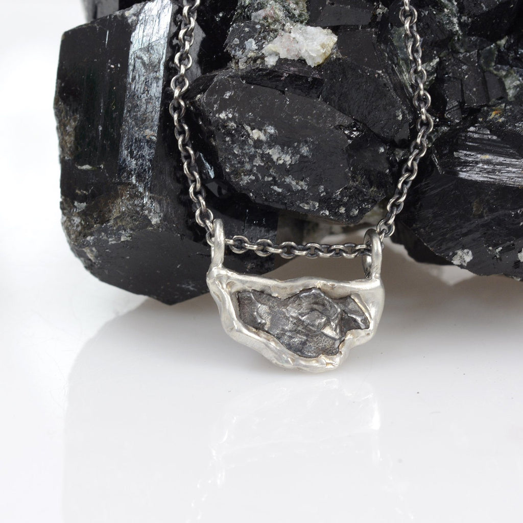 Meteorite Necklace in Sterling Silver - Ready to Ship - Beth Cyr Handmade Jewelry