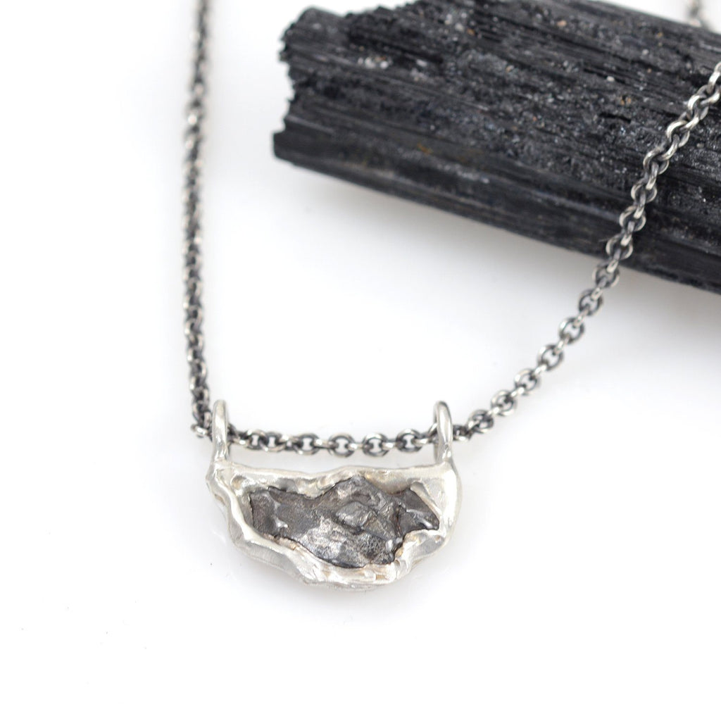 Meteorite Necklace in Sterling Silver - Ready to Ship - Beth Cyr Handmade Jewelry