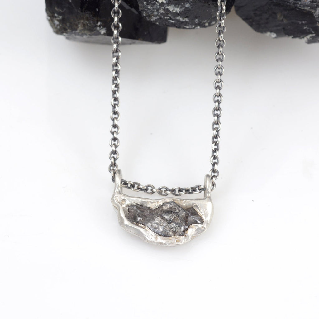 Meteorite Necklace in Sterling Silver - Ready to Ship - Beth Cyr Handmade Jewelry