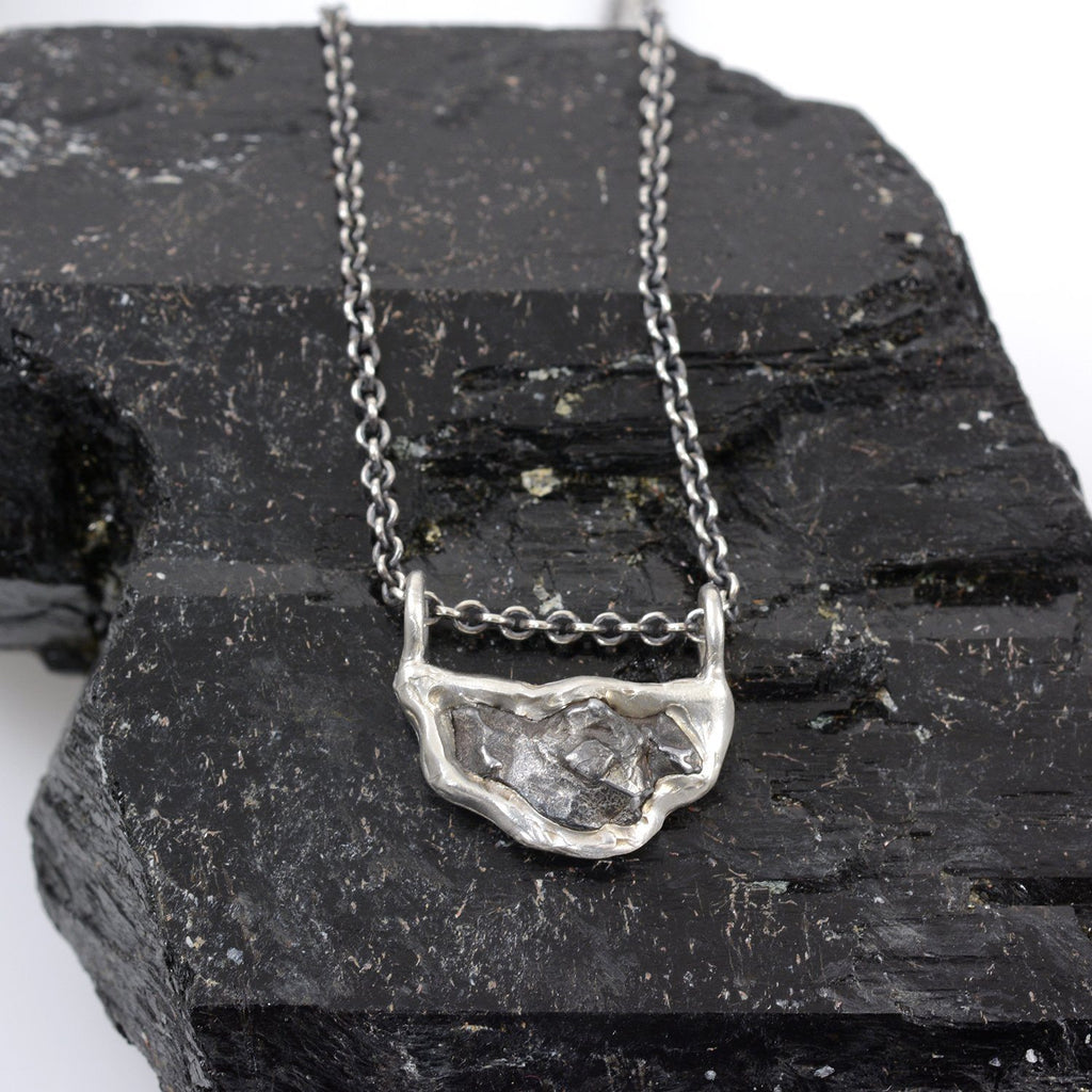 Meteorite Necklace in Sterling Silver - Ready to Ship - Beth Cyr Handmade Jewelry