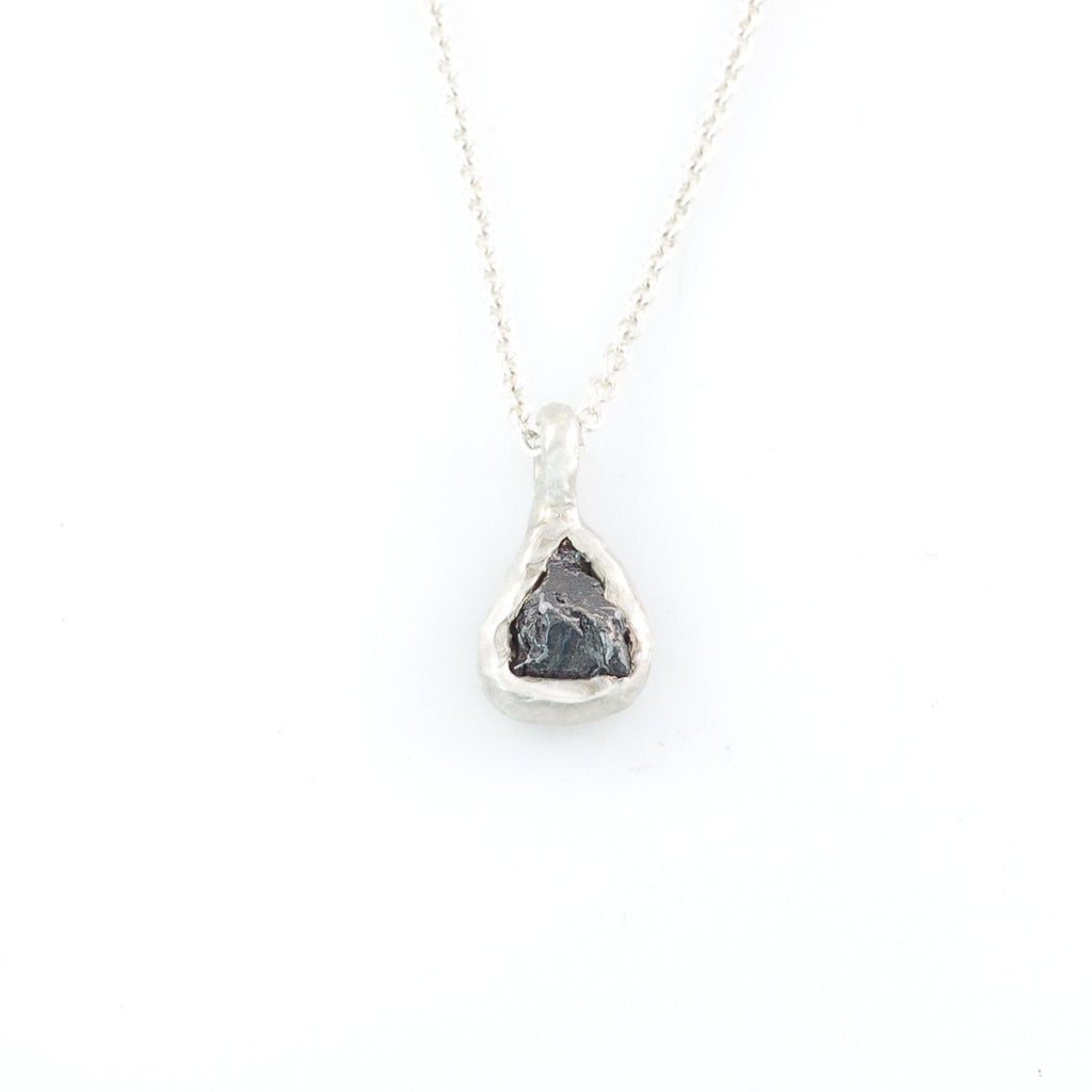 Meteorite Pendant in Sterling Silver #26 - Ready to Ship - Beth Cyr Handmade Jewelry