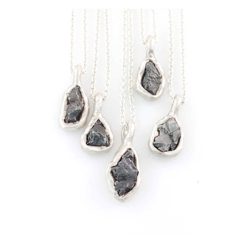 Meteorite Pendant in Sterling Silver #25 - Ready to Ship - Beth Cyr Handmade Jewelry