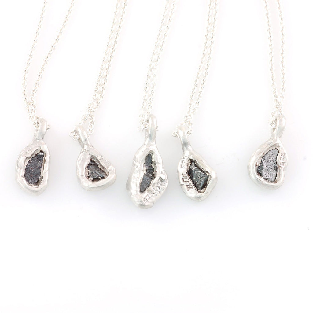 Meteorite Pendant in Sterling Silver #27 - Ready to Ship - Beth Cyr Handmade Jewelry