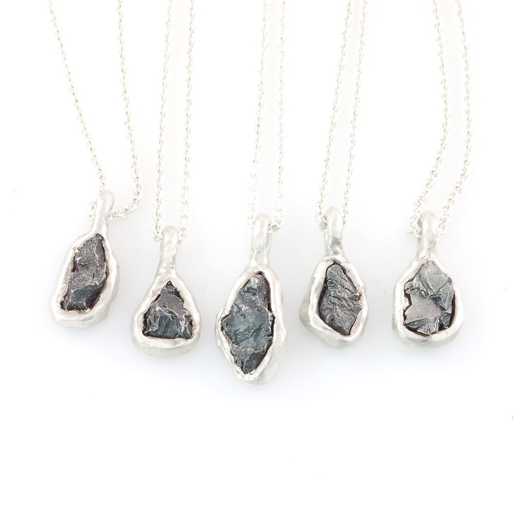 Meteorite Pendant in Sterling Silver #25 - Ready to Ship - Beth Cyr Handmade Jewelry