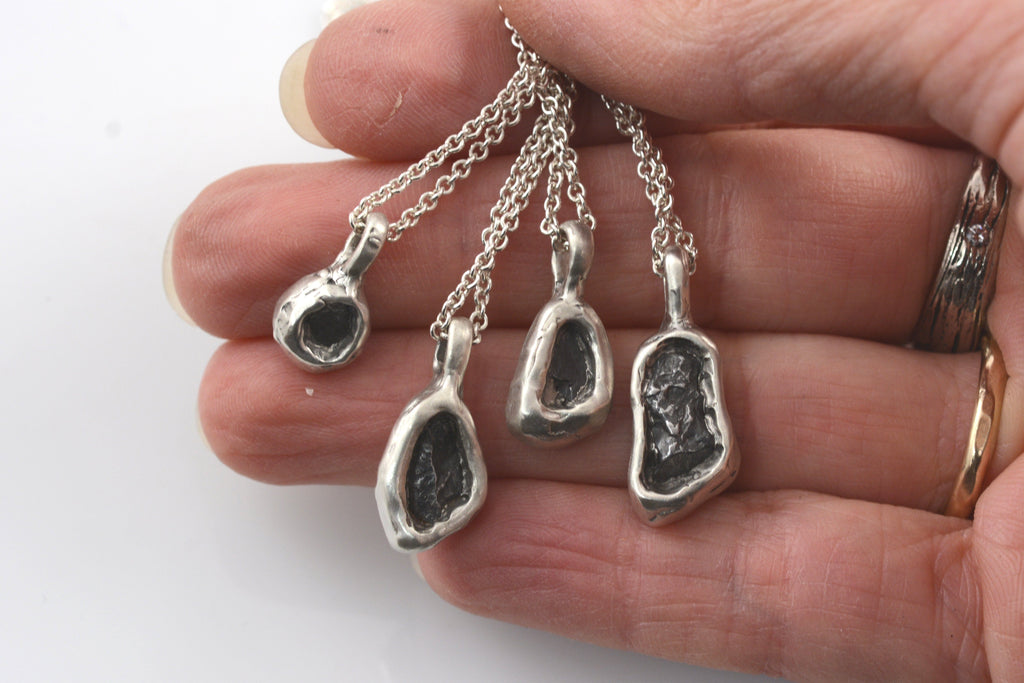 Meteorite Pendant in Sterling Silver - Ready to Ship - Beth Cyr Handmade Jewelry