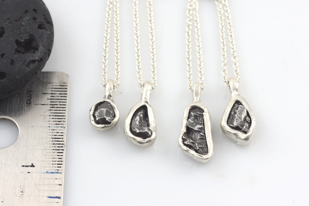 Meteorite Pendant in Sterling Silver - Ready to Ship - Beth Cyr Handmade Jewelry