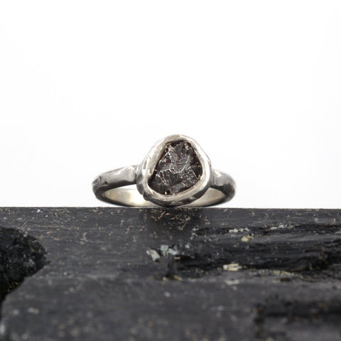 Single Meteorite Ring in Palladium Sterling Silver - size 3.75 - Ready to Ship - Beth Cyr Handmade Jewelry