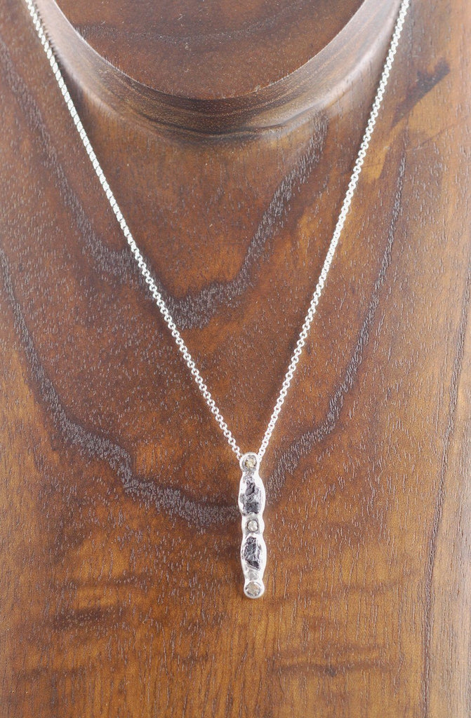 Supercluster Meteorite and Rough Diamond Pendant in Sterling Silver #8 - Ready to Ship - Beth Cyr Handmade Jewelry