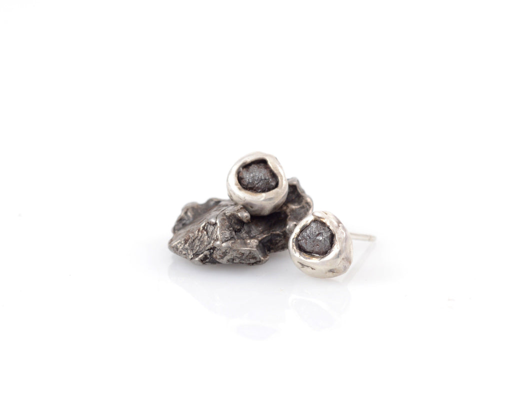 Meteorite Post Earrings in Sterling Silver - Ready to ship - Beth Cyr Handmade Jewelry