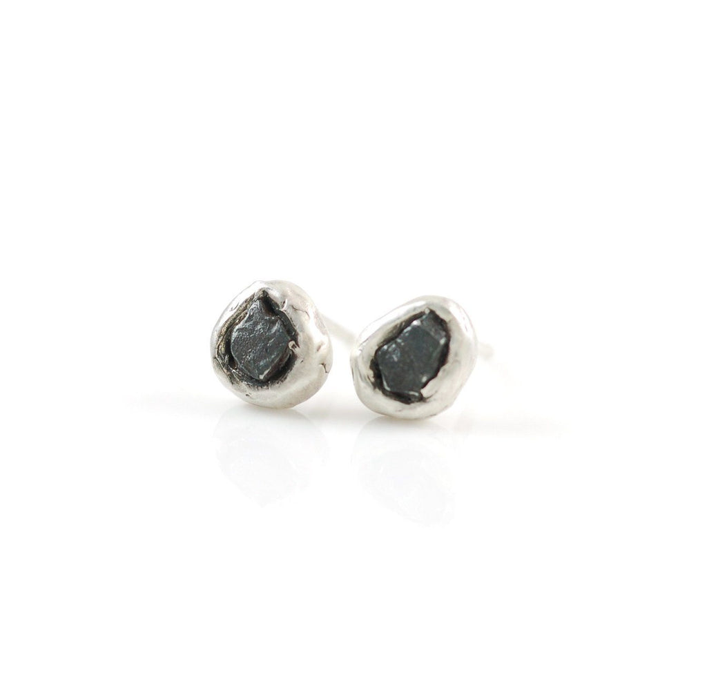Meteorite Post Earrings in Sterling Silver - Ready to ship - Beth Cyr Handmade Jewelry