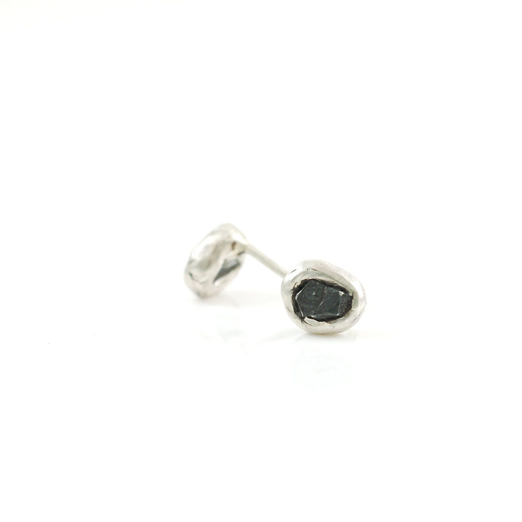 Meteorite Post Earrings in Sterling Silver - Ready to ship - Beth Cyr Handmade Jewelry