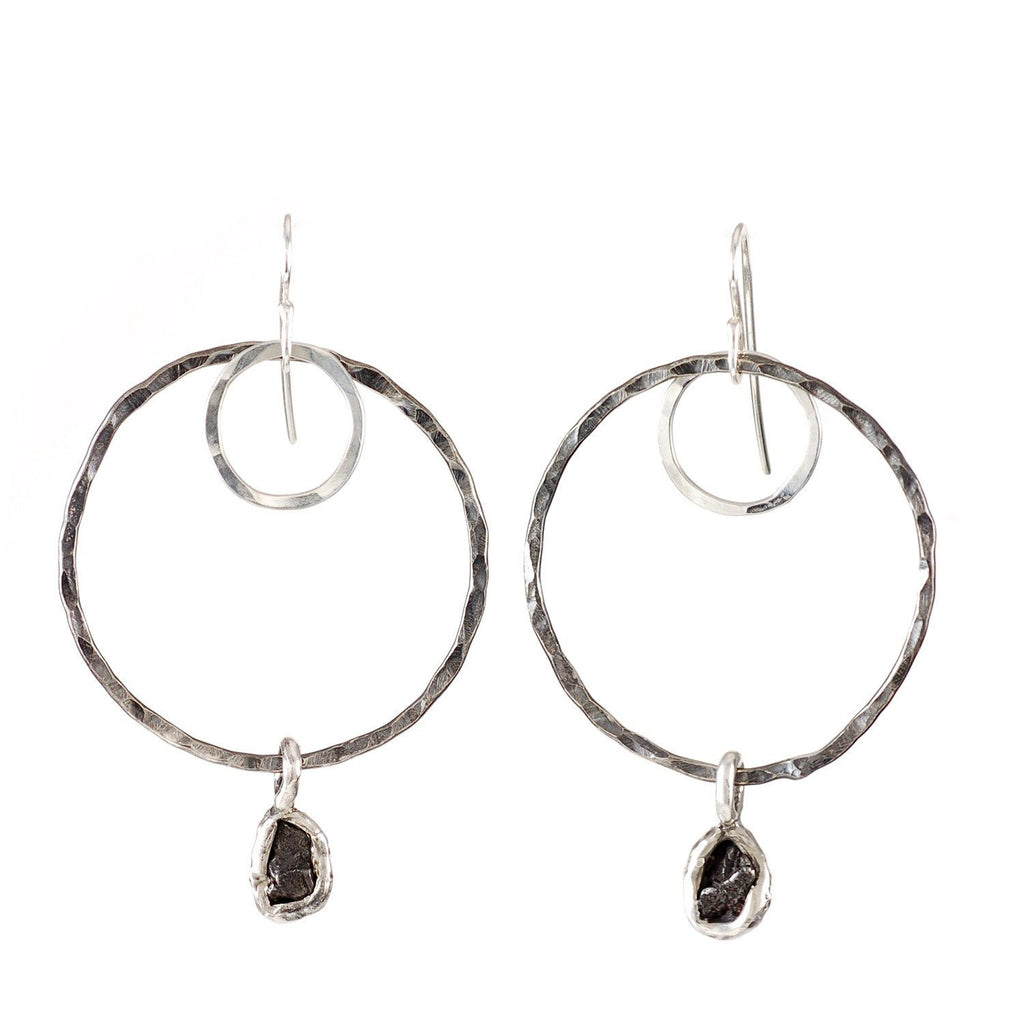 Moon and Meteorite Earrings - Ready to Ship - Beth Cyr Handmade Jewelry