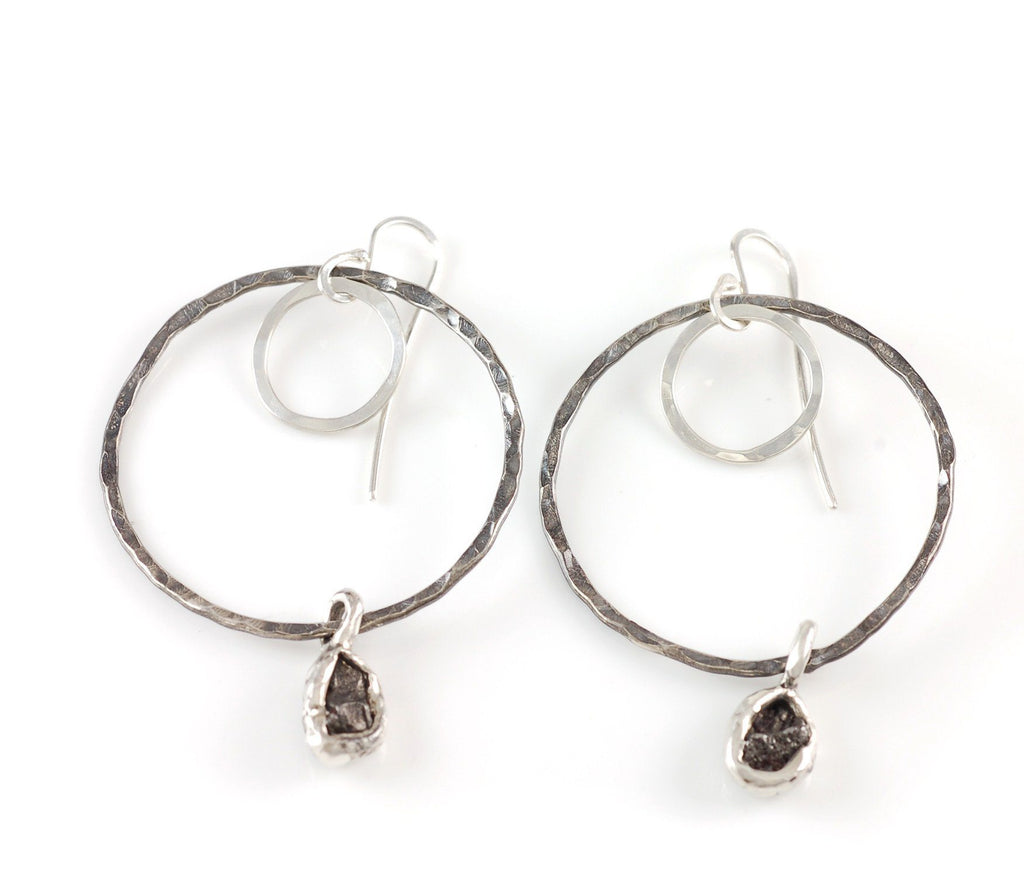 Moon and Meteorite Earrings - Ready to Ship - Beth Cyr Handmade Jewelry