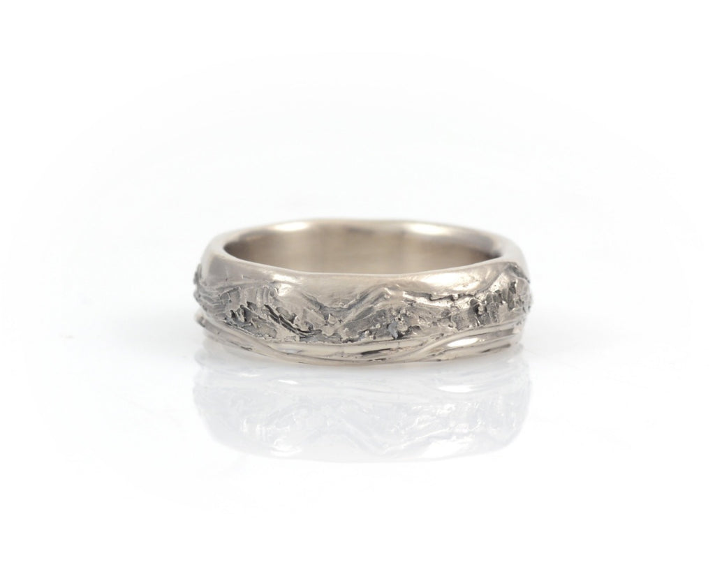 Mountain and Sea Wedding Rings in Palladium/Silver - Made to order - Beth Cyr Handmade Jewelry