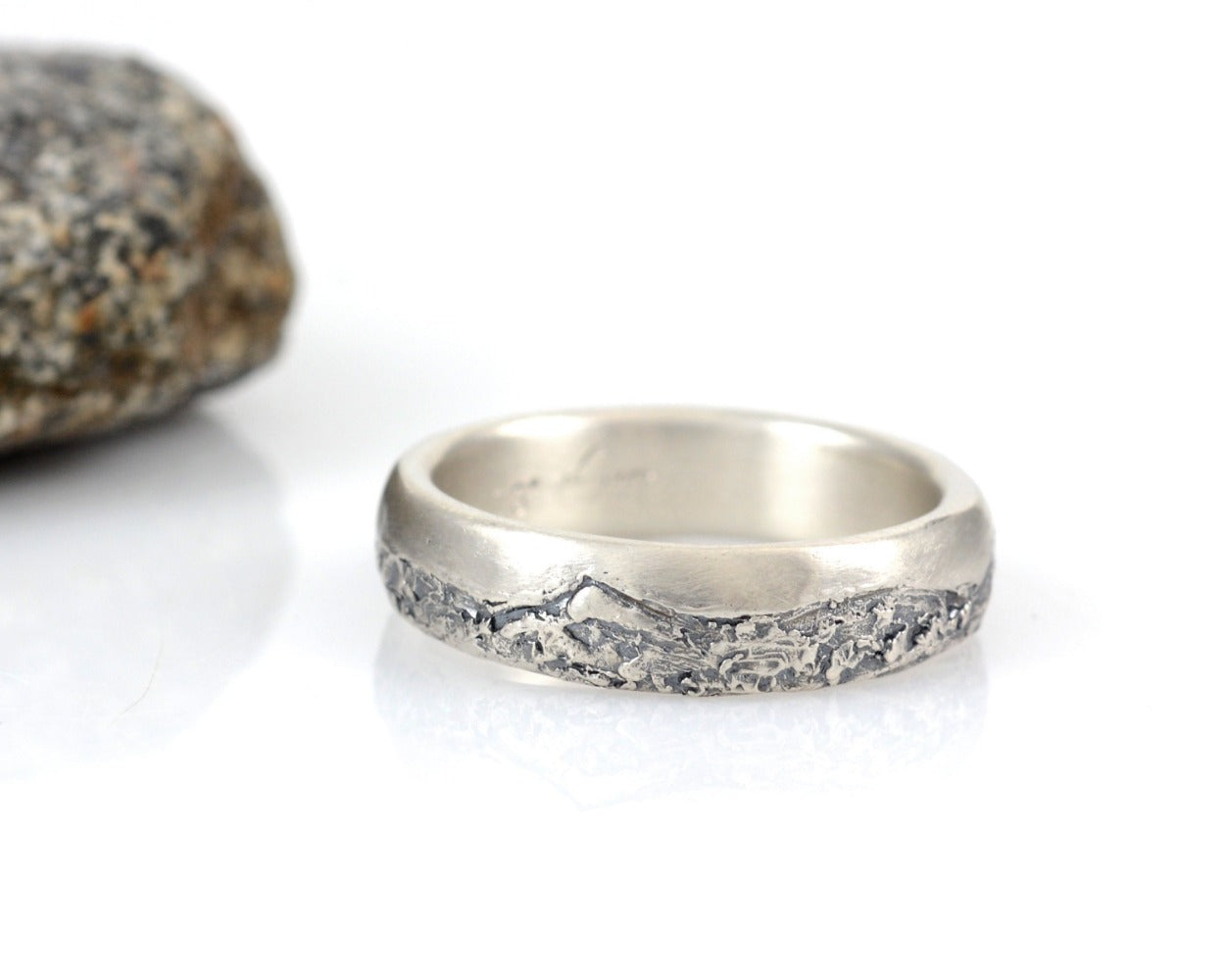 Mountain Wedding Rings in Palladium Sterling Silver  - Made to Order - Beth Cyr Handmade Jewelry