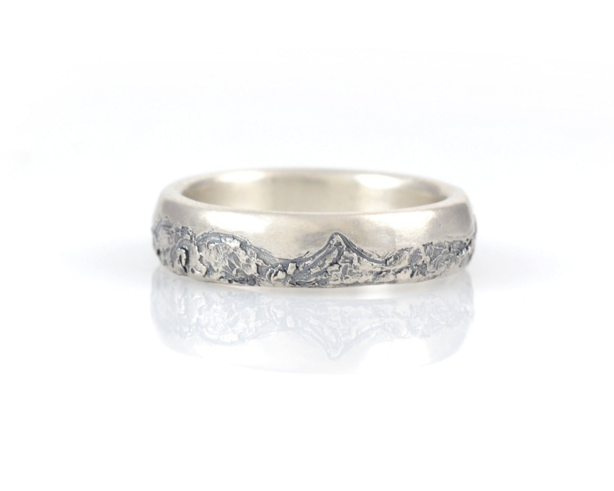 Mountain Wedding Rings in Palladium Sterling Silver  - Made to Order - Beth Cyr Handmade Jewelry