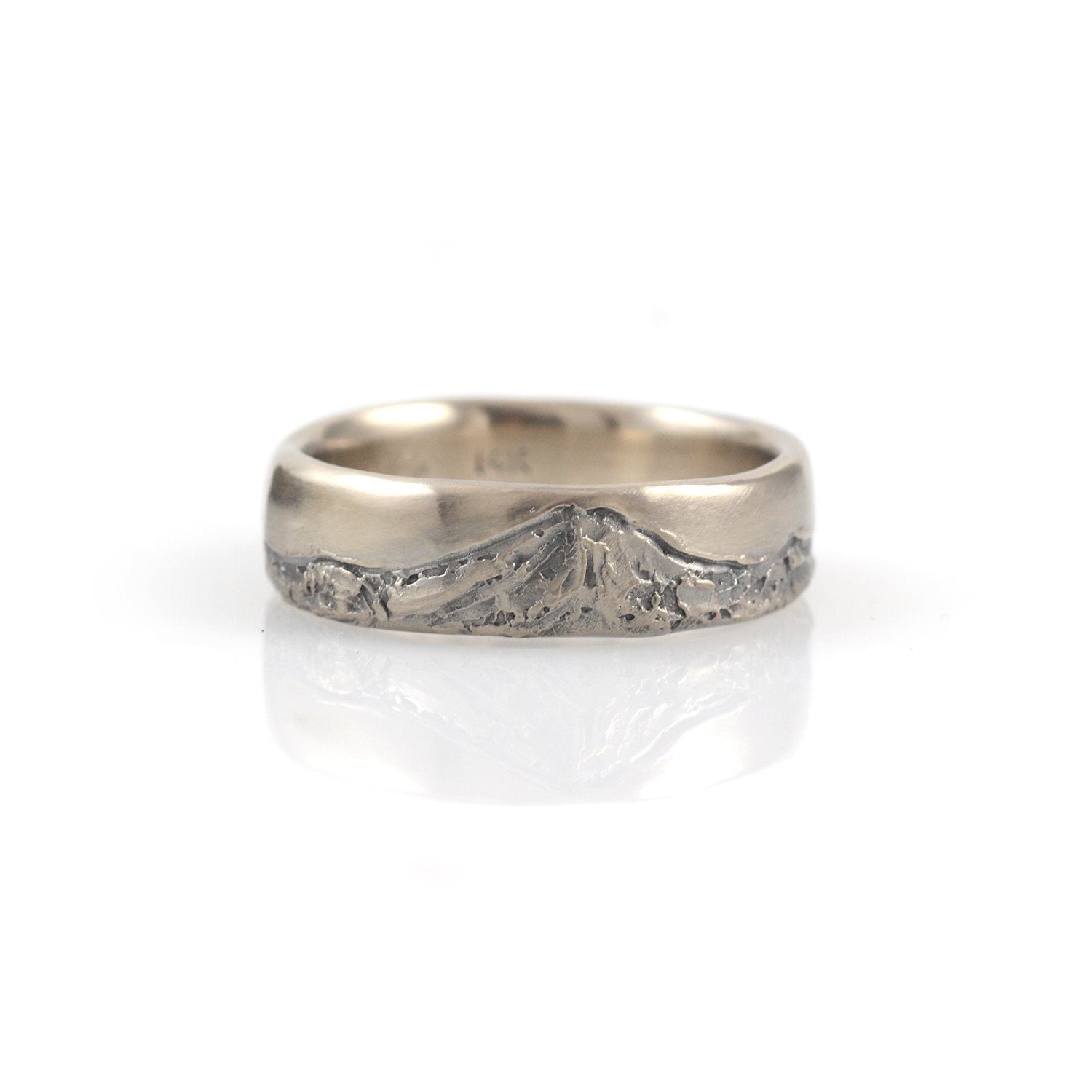 Mountain Wedding Rings in 14k Palladium White Gold - Made to order - Beth Cyr Handmade Jewelry