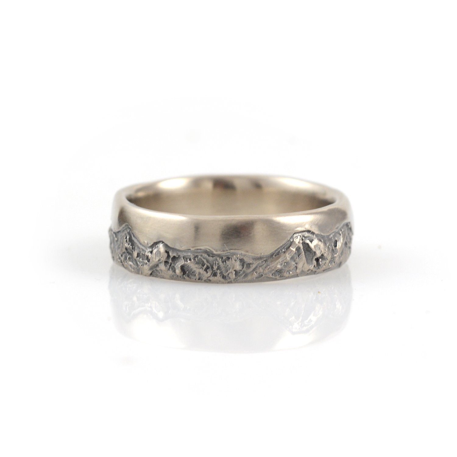 Mountain Wedding Rings in 14k Palladium White Gold - Made to order - Beth Cyr Handmade Jewelry