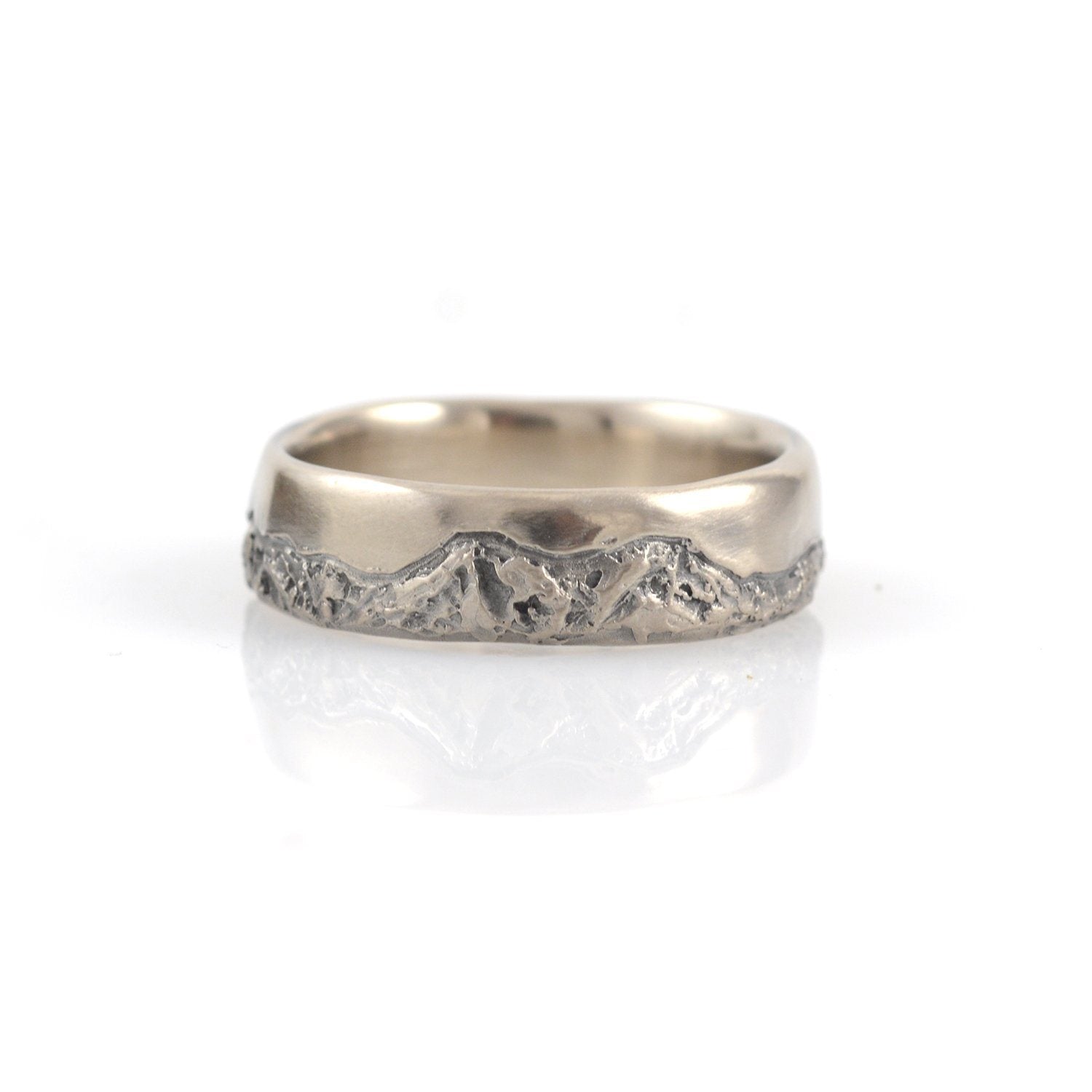 Mountain Wedding Rings in 14k Palladium White Gold - Made to order - Beth Cyr Handmade Jewelry