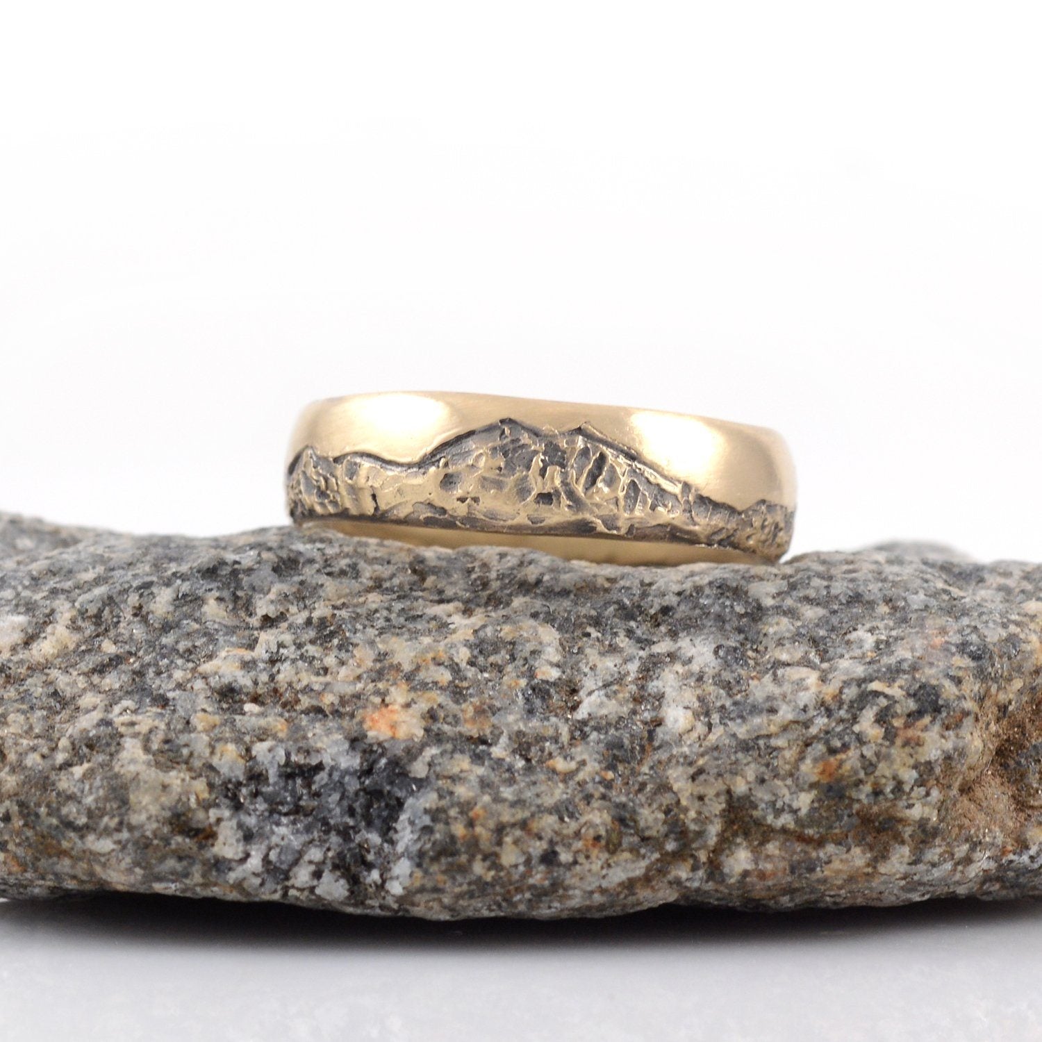 Mountain Wedding Rings in Yellow Gold - Made to Order - Beth Cyr Handmade Jewelry
