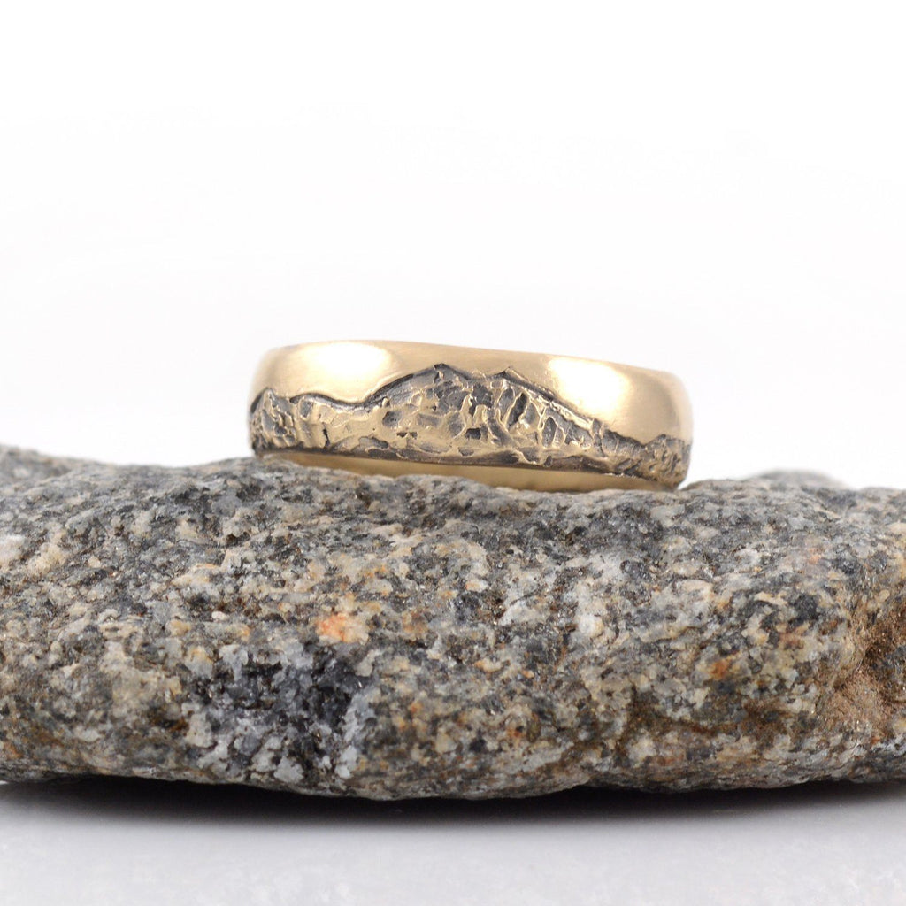Final Payment Custom Mountain Wedding Rings in Yellow Gold for Shea - Beth Cyr Handmade Jewelry