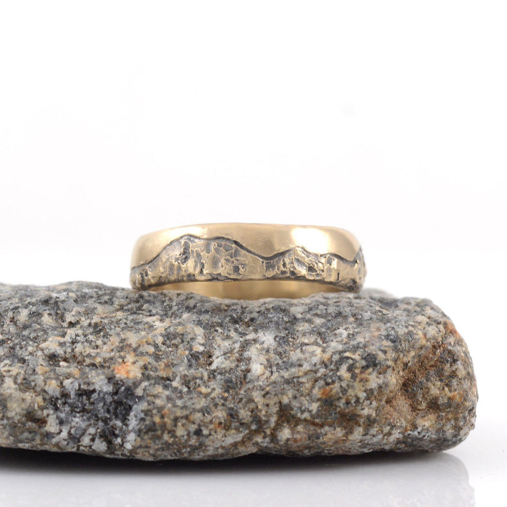 Final Payment Custom Mountain Wedding Rings in Yellow Gold for Shea - Beth Cyr Handmade Jewelry