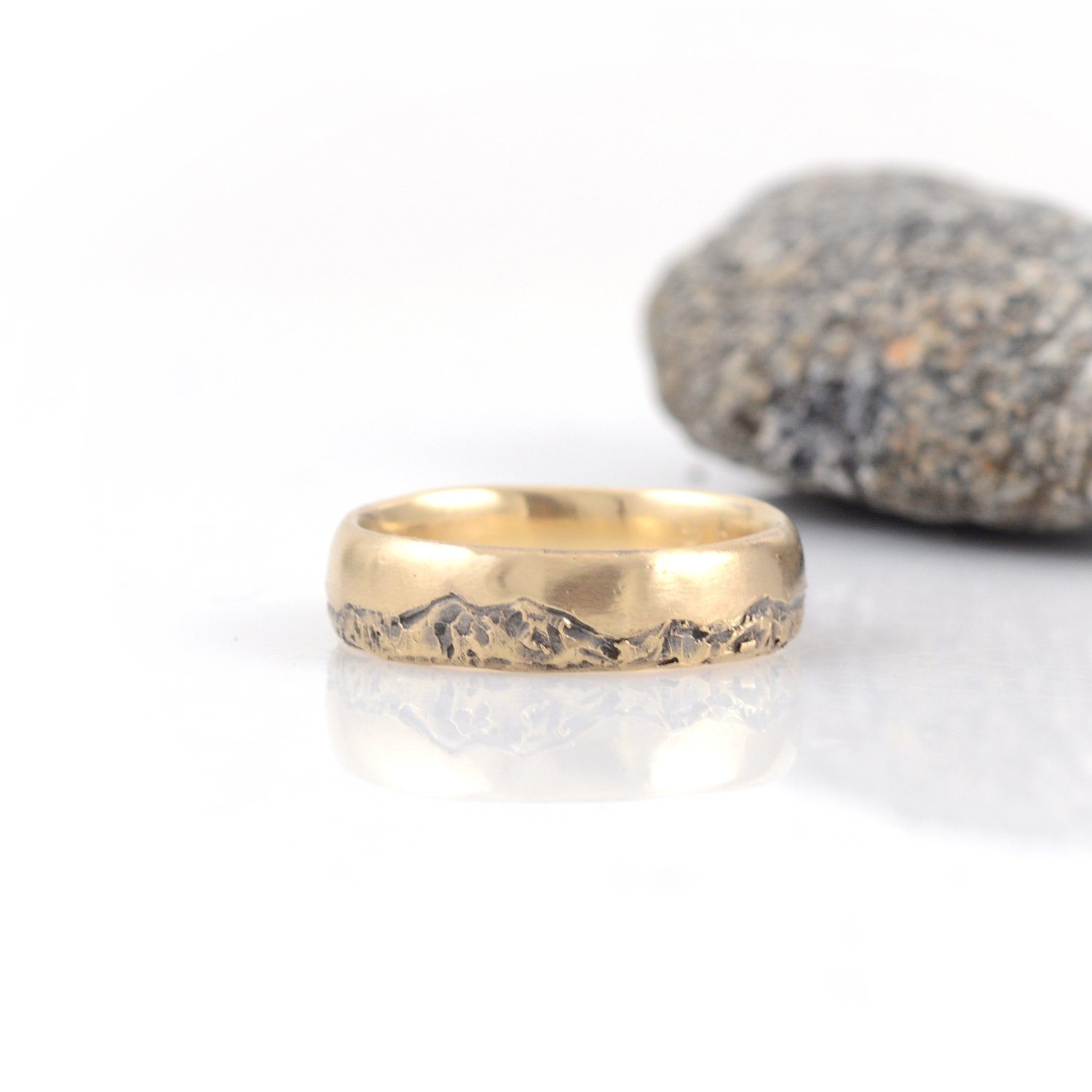 Mountain Wedding Rings in Yellow Gold - Made to Order - Beth Cyr Handmade Jewelry