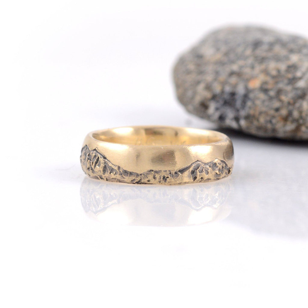 Final Payment Custom Mountain Wedding Rings in Yellow Gold for Shea - Beth Cyr Handmade Jewelry