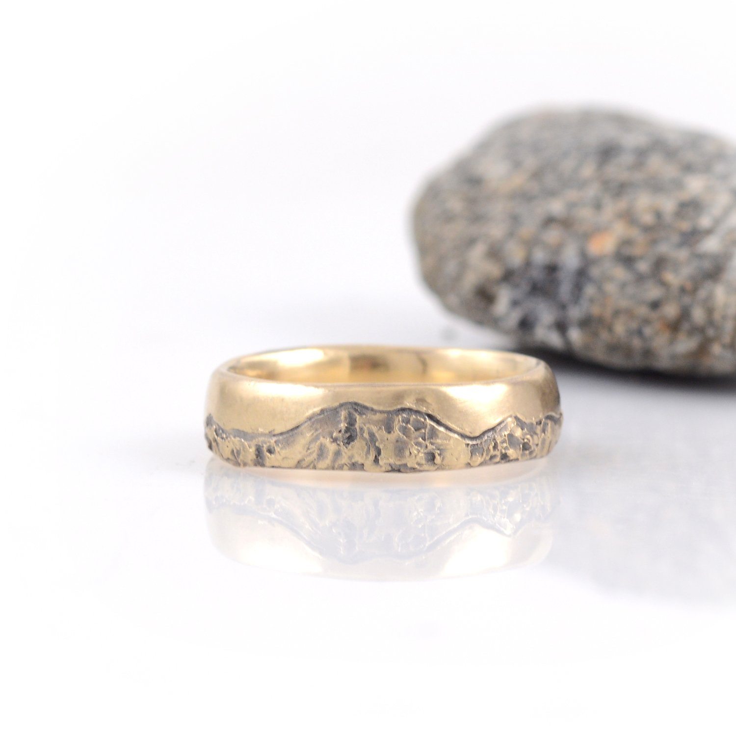 Mountain Wedding Rings in Yellow Gold - Made to Order - Beth Cyr Handmade Jewelry