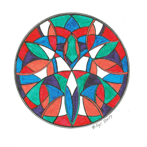 Multi-color "Stained Glass" Mandala - Original Drawing - Beth Cyr Handmade Jewelry