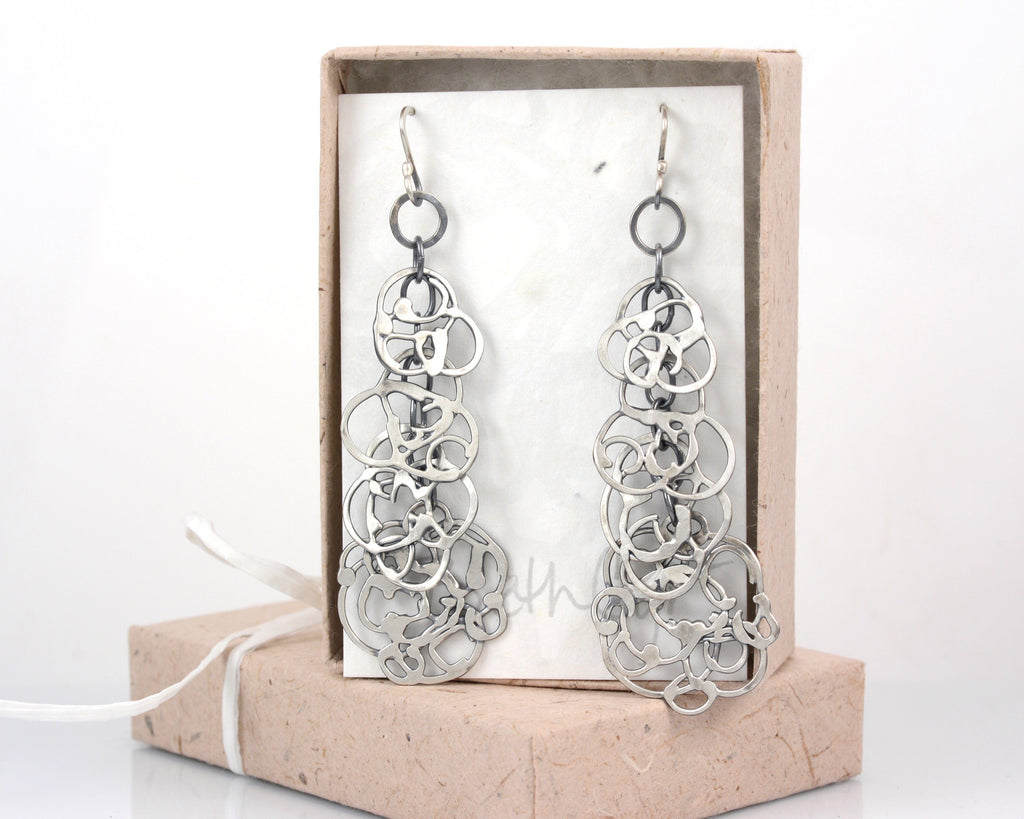 Organic Vine Dangly Chandelier Earrings - Sterling Silver - Ready to Ship - Beth Cyr Handmade Jewelry