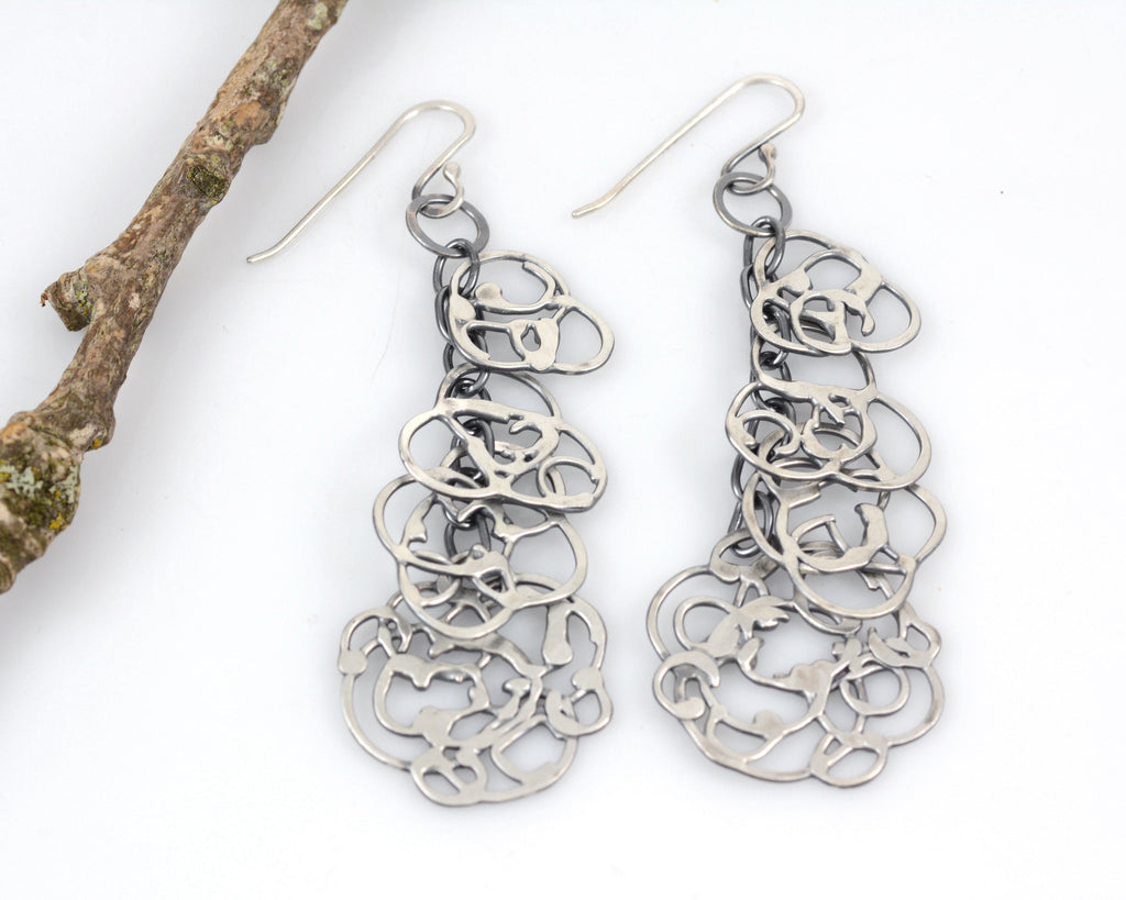 Organic Vine Dangly Chandelier Earrings - Sterling Silver - Ready to Ship - Beth Cyr Handmade Jewelry