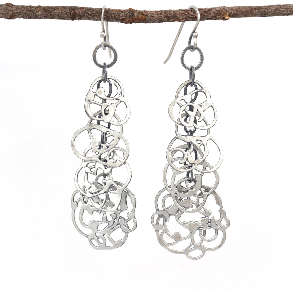 Organic Vine Dangly Chandelier Earrings - Sterling Silver - Ready to Ship - Beth Cyr Handmade Jewelry