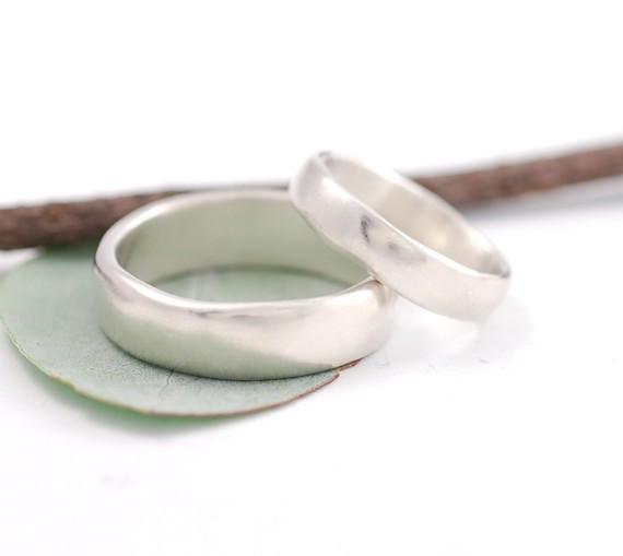 Simplicity Wedding Rings in Palladium Sterling Silver - Made to Order - Beth Cyr Handmade Jewelry