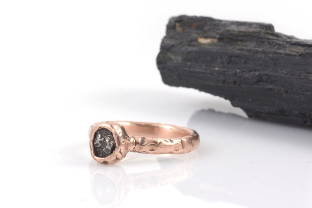 Single Meteorite Ring in 14k Rose Gold - size 6 - Ready to Ship - Beth Cyr Handmade Jewelry