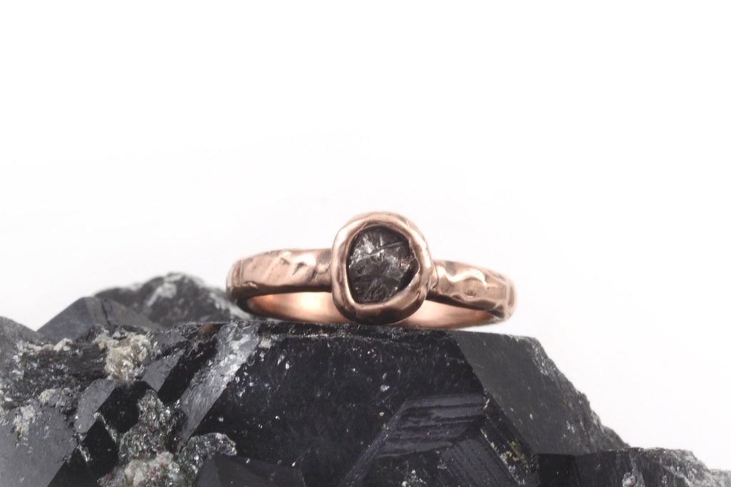 Single Meteorite Ring in 14k Rose Gold - size 6 - Ready to Ship - Beth Cyr Handmade Jewelry