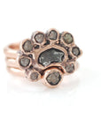 Meteorite and Rough Diamond Ring Set in 14k Rose Gold - size 6 1/4 - Ready to Ship - Beth Cyr Handmade Jewelry