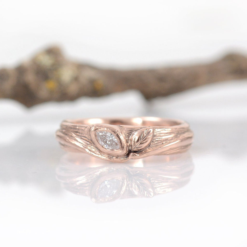 Custom Order Final Payment - rose gold vine and leaf with diamond - Beth Cyr Handmade Jewelry