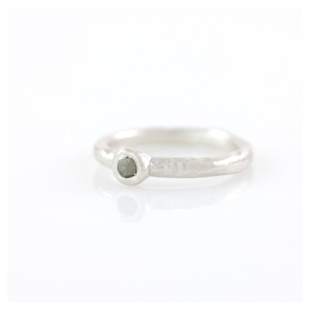 Rough Diamond Stacking Ring in Palladium Sterling Silver - size 5 1/4 - Ready to Ship - Beth Cyr Handmade Jewelry
