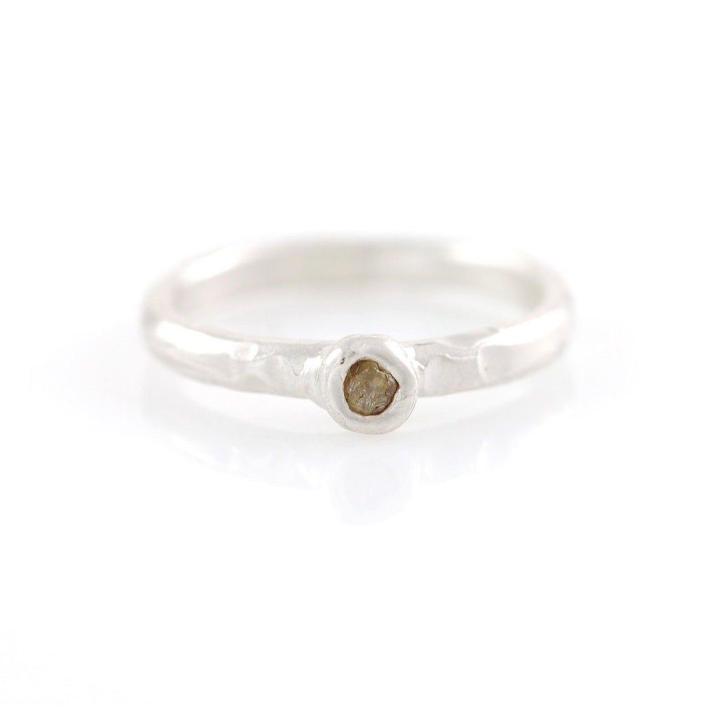 Rough Diamond Stacking Ring in Palladium Sterling Silver - size 6 1/4 - Ready to Ship - Beth Cyr Handmade Jewelry